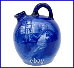 Royal Doulton Burslem Hand Painted by L. Bilton Decanter Blue Monk Whiskey Jug