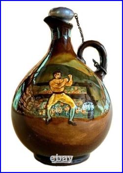 Royal Doulton Burslem Hand Painted by L. Bilton Decanter Blue Monk Whiskey Jug