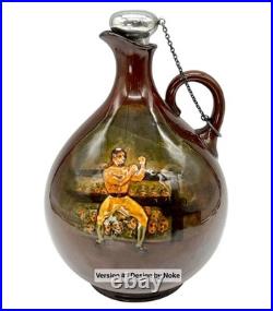 Royal Doulton Burslem Hand Painted by L. Bilton Decanter Blue Monk Whiskey Jug