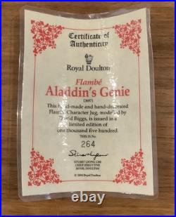 Royal Doulton Character Jug Flambé Aladdin's Genie D6971 Large Limit Ed Signed