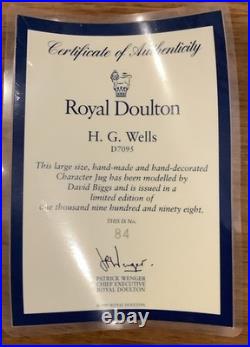 Royal Doulton Character Jug H. G. Wells D7095 Large 1998 Limited Edition Signed
