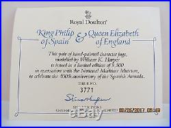 Royal Doulton Character Jug Queen Elizabeth King Philip Small #6821,6822