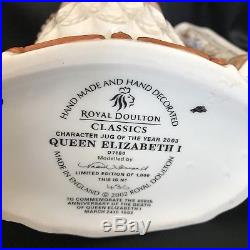 Royal Doulton Character Jug -RARE Queen Elizabeth I D7180/Classics- COA 436/1000
