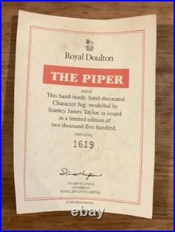 Royal Doulton Character Jug The Piper D6918 Large 1992 Limited Ed. WithCOA