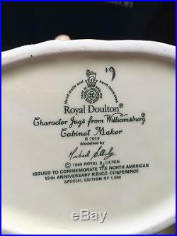 Royal Doulton Charcter Jug large Williamsburg Cabinet Maker NIB Mint