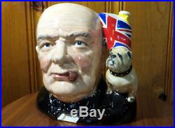 Royal Doulton Churchill Bulldog Union Jack withCert. 1992 jug +plus small Toby too