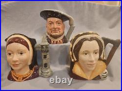 Royal Doulton Complete Henry VIII Toby Mug set with 2 Bonus Mugs