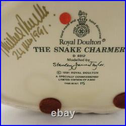 Royal Doulton D6912 THE SNAKE CHARMER Ltd Ed Lrg Character Toby Jug Signed 1991