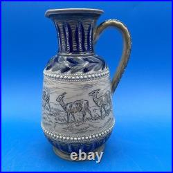 Royal Doulton England Hannah Barlow Lambeth Stoneware Pitcher With Goats