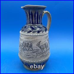 Royal Doulton England Hannah Barlow Lambeth Stoneware Pitcher With Goats