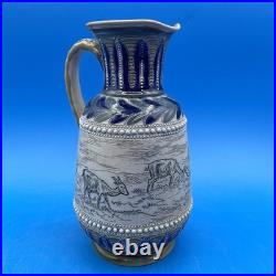 Royal Doulton England Hannah Barlow Lambeth Stoneware Pitcher With Goats