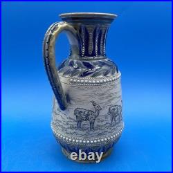 Royal Doulton England Hannah Barlow Lambeth Stoneware Pitcher With Goats