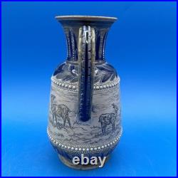 Royal Doulton England Hannah Barlow Lambeth Stoneware Pitcher With Goats