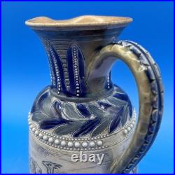 Royal Doulton England Hannah Barlow Lambeth Stoneware Pitcher With Goats