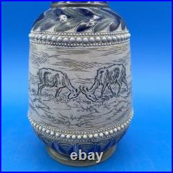 Royal Doulton England Hannah Barlow Lambeth Stoneware Pitcher With Goats