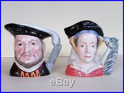 Royal Doulton England King Henry VIII And His Six Wives Large Toby Jugs 7 Pcs