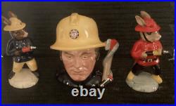 Royal Doulton Fireman character jug + 2 diff. Fireman Bunnykins figures