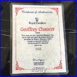 Royal Doulton Geoffrey Chaucer D7029 LG 2-Handled Character Jug 1996 with COA #568