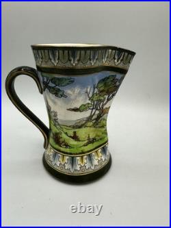 Royal Doulton Hunting Scene Pitcher Jug 6.75 Fox Hunt Rider & Hounds c. 1910