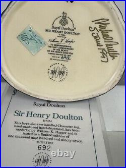 Royal Doulton Jug SIR HENRY DOULTON D7054 Ltd. Ed. Hand signed, comes with COA