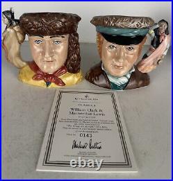 Royal Doulton Jugs WILLIAM CLARK and MERIWETHER LEWIS D7234 and D7235 with COA