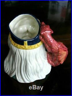 Royal Doulton King Arthur D7055 Merlin D7117 Character Jugs Mint Cond withCOAs
