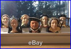 Royal Doulton King Henry VII and All Six Wives Large Toby Mug Jugs RARE