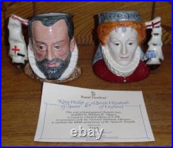 Royal Doulton King Philip & Queen Elizabeth Armada Character Jugs D6821 D6822