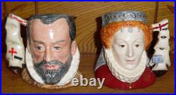 Royal Doulton King Philip & Queen Elizabeth Armada Character Jugs D6821 D6822