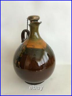 Royal Doulton Kingsware Golf Golfing Whiskey Bottle Jug Flask Silver VERY RARE