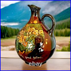Royal Doulton Kingsware He's Jolly Good Fellow Globular Whisky Flask Jug 1923 Royal Doulton Kingsware He's Jolly Good Fellow Globular Whisky Flask Jug 1923