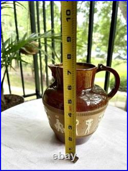 Royal Doulton Lambeth Egyptian Revival Stoneware Jugs and Teapot. 4 pieces