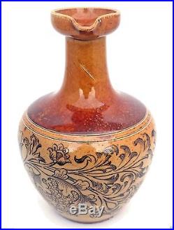 Royal Doulton Lambeth England Floral Design Stoneware Miniature Whisky Jug 1890s