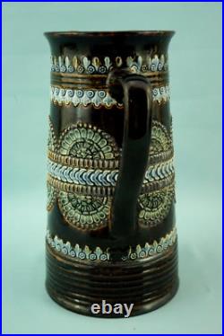 Royal Doulton Lambeth English Majolica ceramic Jug vase pitcher Bas-relief 1800