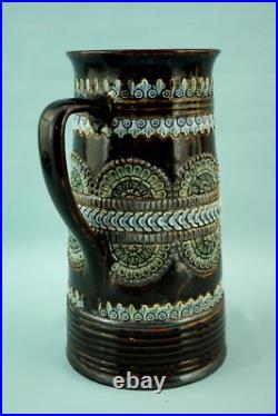 Royal Doulton Lambeth English Majolica ceramic Jug vase pitcher Bas-relief 1800