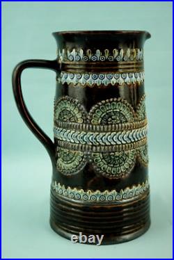 Royal Doulton Lambeth English Majolica ceramic Jug vase pitcher Bas-relief 1800