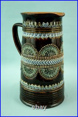 Royal Doulton Lambeth English Majolica ceramic Jug vase pitcher Bas-relief 1800