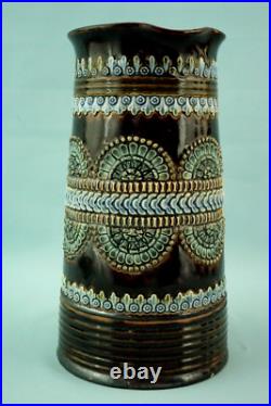 Royal Doulton Lambeth English Majolica ceramic Jug vase pitcher Bas-relief 1800