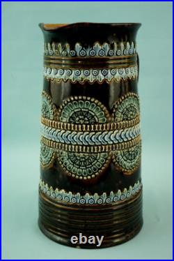 Royal Doulton Lambeth English Majolica ceramic Jug vase pitcher Bas-relief 1800