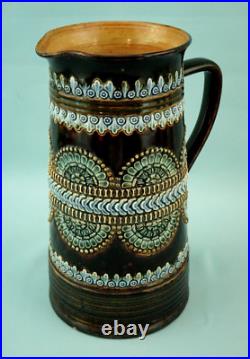 Royal Doulton Lambeth English Majolica ceramic Jug vase pitcher Bas-relief 1800
