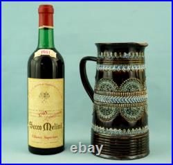 Royal Doulton Lambeth English Majolica ceramic Jug vase pitcher Bas-relief 1800