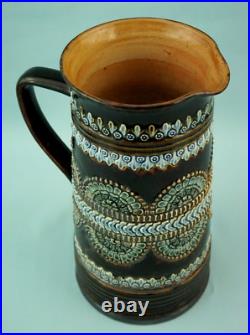 Royal Doulton Lambeth English Majolica ceramic Jug vase pitcher Bas-relief 1800