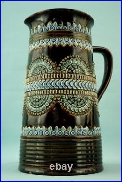 Royal Doulton Lambeth English Majolica ceramic Jug vase pitcher Bas-relief 1800