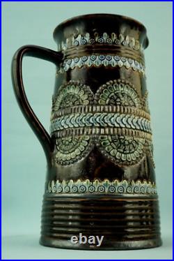 Royal Doulton Lambeth English Majolica ceramic Jug vase pitcher Bas-relief 1800