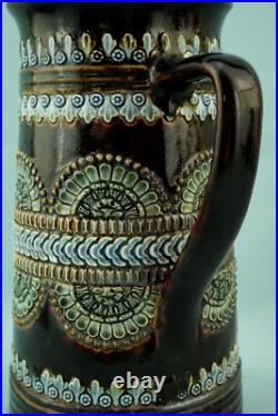 Royal Doulton Lambeth English Majolica ceramic Jug vase pitcher Bas-relief 1800