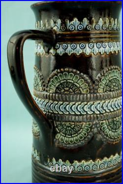 Royal Doulton Lambeth English Majolica ceramic Jug vase pitcher Bas-relief 1800