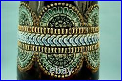 Royal Doulton Lambeth English Majolica ceramic Jug vase pitcher Bas-relief 1800