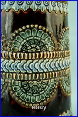 Royal Doulton Lambeth English Majolica ceramic Jug vase pitcher Bas-relief 1800