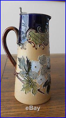 Royal Doulton Lambeth Stoneware Jug with Antique Plated Lid