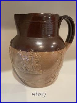Royal Doulton Lameth Stoneware Hunting Scene Water Pitcher 1901-ANTIQUE